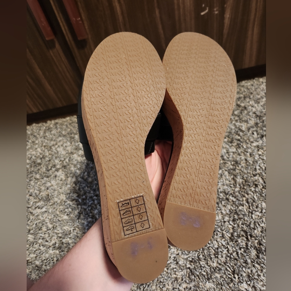 Michael Kors Black and Gold Mules with Signature Logo - Picture 3 of 4